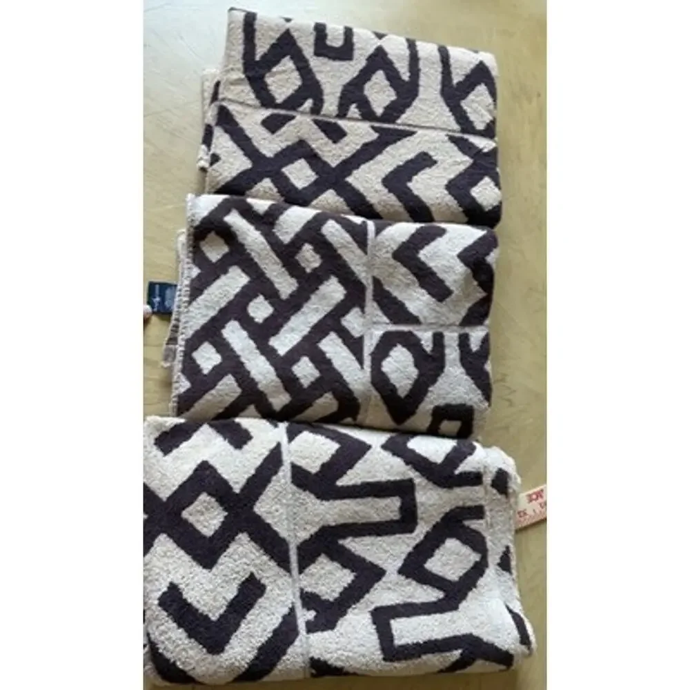 Vtg 80s Ralph Lauren Bath Towels Lot 3 Chevron Geometric Aztec Brown 27x48’ USA